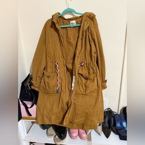 Zara Mustard Hooded Trench Coat